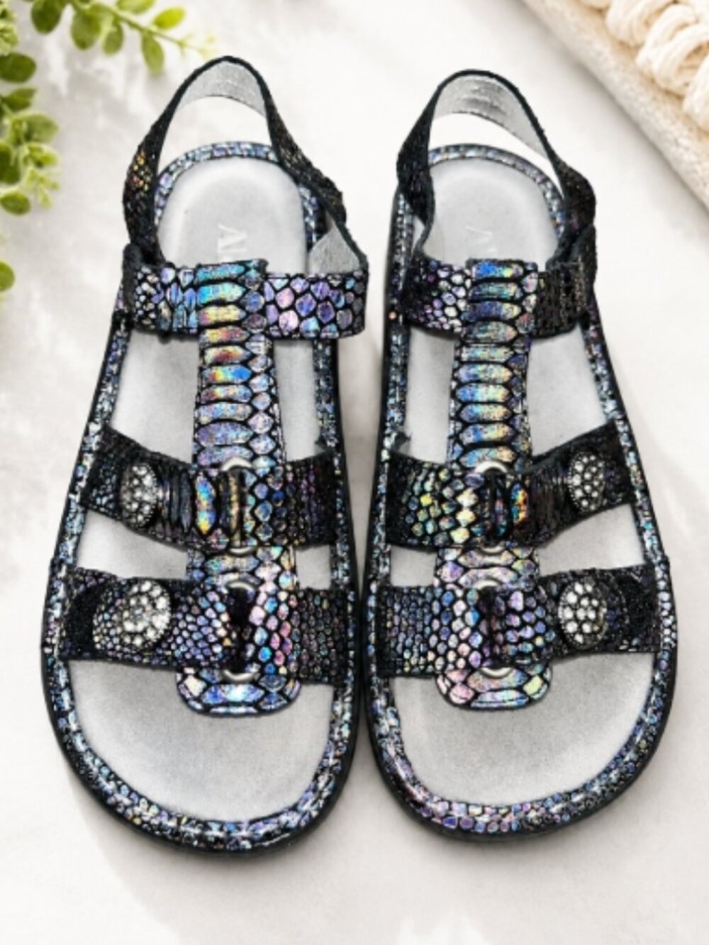 Alegria Women's Kleo Zesty KLE-292 Black Metallic Sandal sz 37 7-7.5